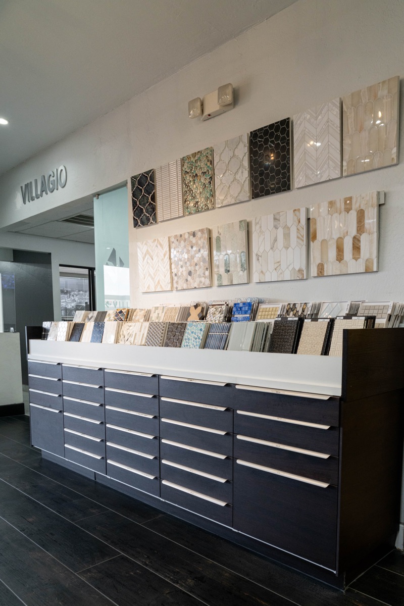 Glass and mosaic tile accents in luminous, artisan-crafted patterns
